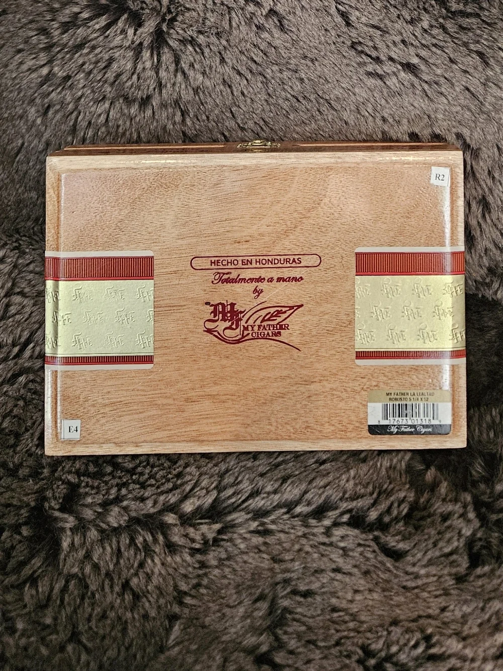 Wooden Decorative Storage Box with Red Interior Label